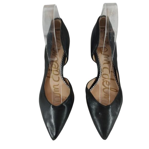 SAM EDELMAN! BLACK GENUINE LEATHER POINTY TOE CLASSIC CUTAWAY PUMPS! SZ 5.5M - Picture 2 of 8